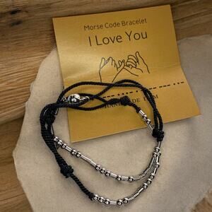 2 pc Morse Code I Love You Handmade Adjustable Bracelets NEW